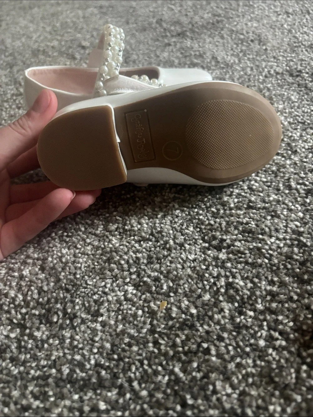 Cynthia Rowley Pearl-Strap Patent Mary Janes in White